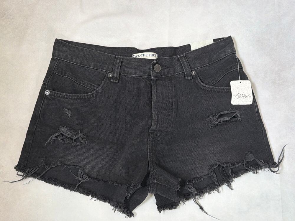 We The Free Free People Black Hem Distressed Denim 27 NWT